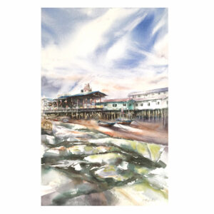 Watercolour Little Boats at Dusk - Archival Print