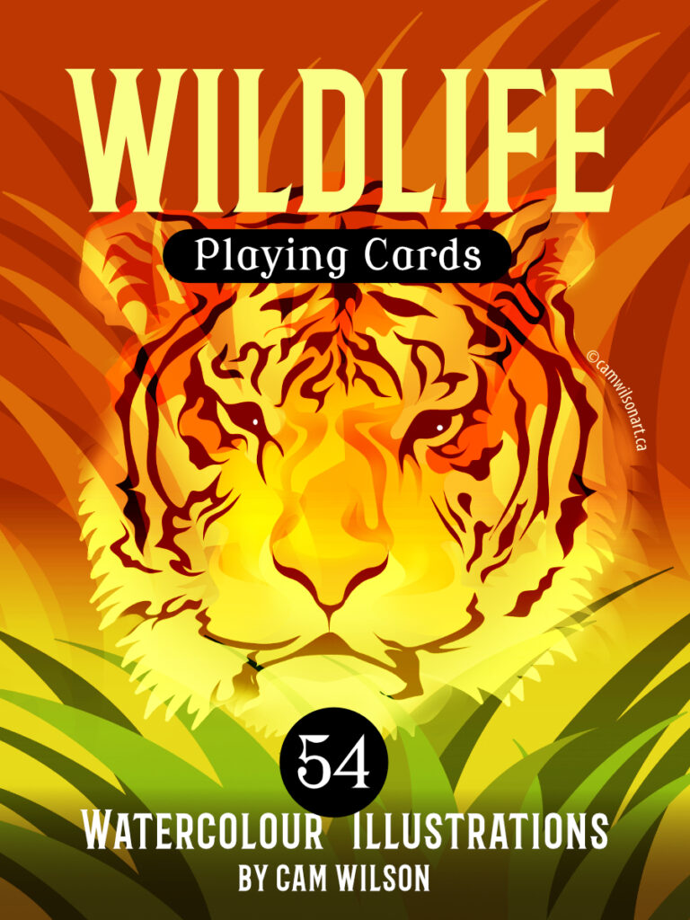 the playing card gift case cover design featuring a tiger